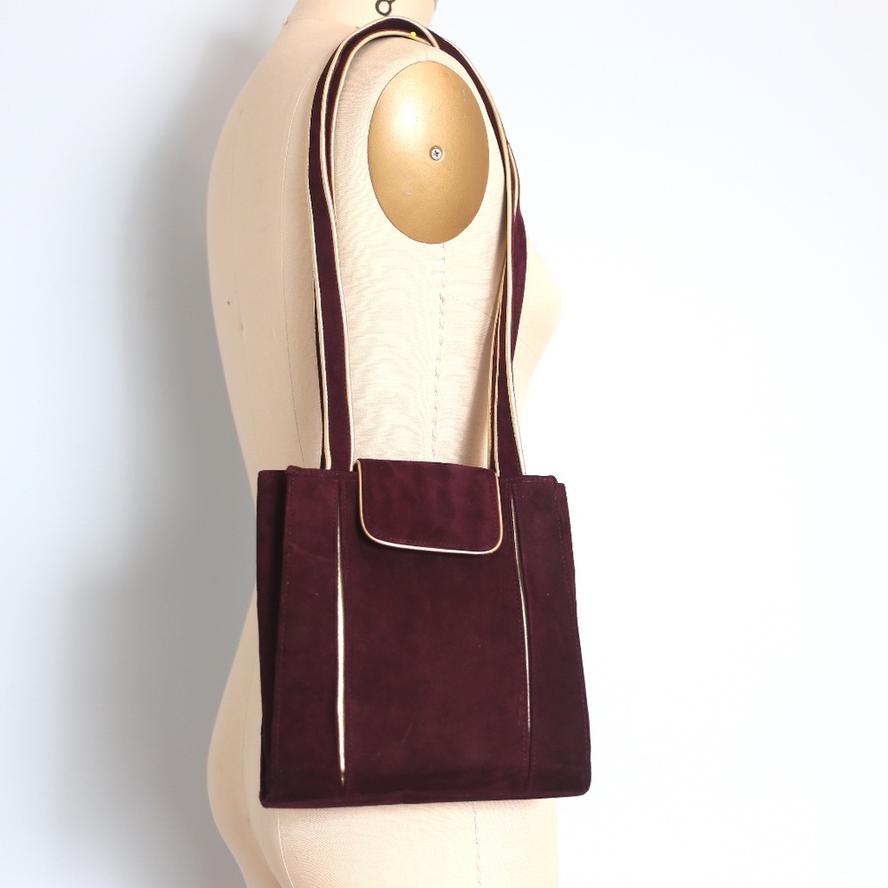 Vintage Bally Burgundy suede shoulder bag